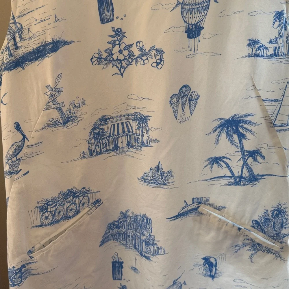 SARA CAMPBELL Nantucket Toile Blue Dress Size Medium - Picture 6 of 10